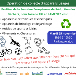 Opération de collecte – Decathlon et Mr. Bricolage – 25 novembre