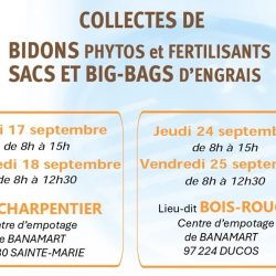 Collectes  A.D.I.VALOR des bidons phytos et fertilisants – Septembre 2026